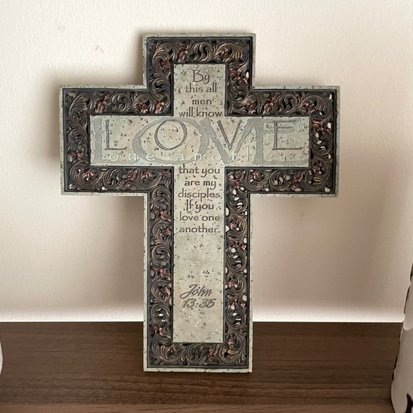 Decorative Cross Wall Art with Inspirational Quote - Picture 1 of 15